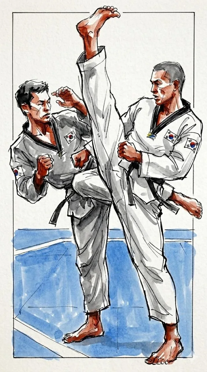 Taekwondo — combate y técnica de patada alta